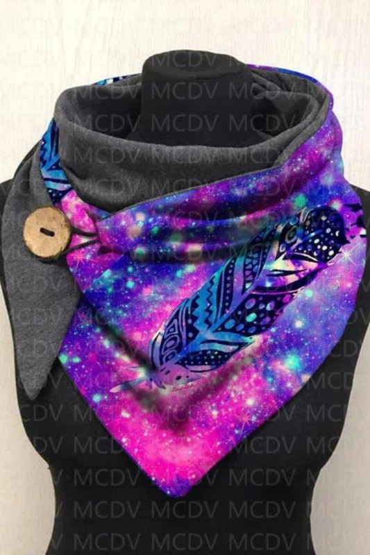 Feather 3D Printed Warm Fleece Casual Scarf And Shawl for Women Warm and comfortable Scarf