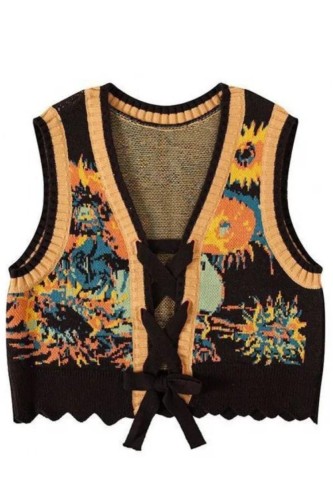 Retro Folk Ethnic Knitted Fashion Chic Casual Sweater Vest