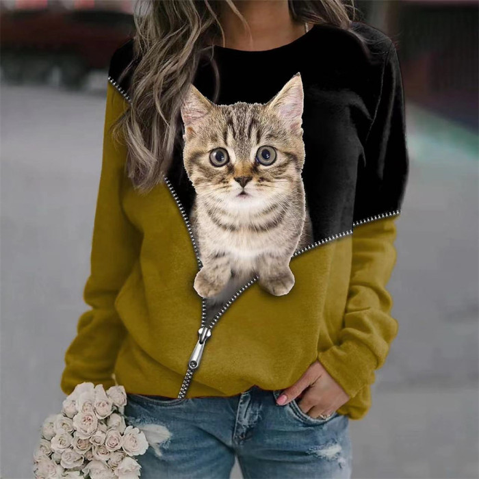 Women's T-shirts Cotton Pullover  3d PrintStreet Fashion Oversized Sweatshirt