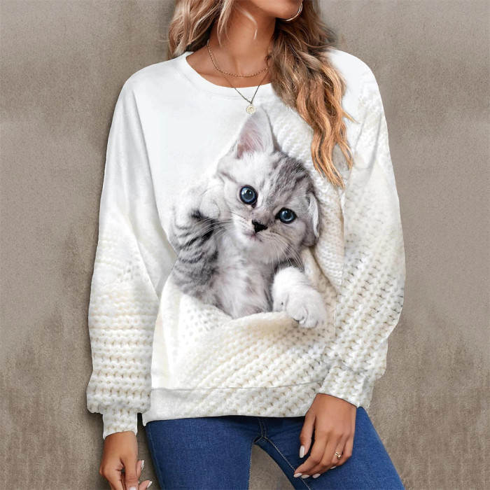 Women's T-shirts Cotton Pullover  3d PrintStreet Fashion Oversized Sweatshirt