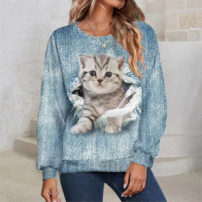 Women's T-shirts Cotton Pullover  3d PrintStreet Fashion Oversized Sweatshirt