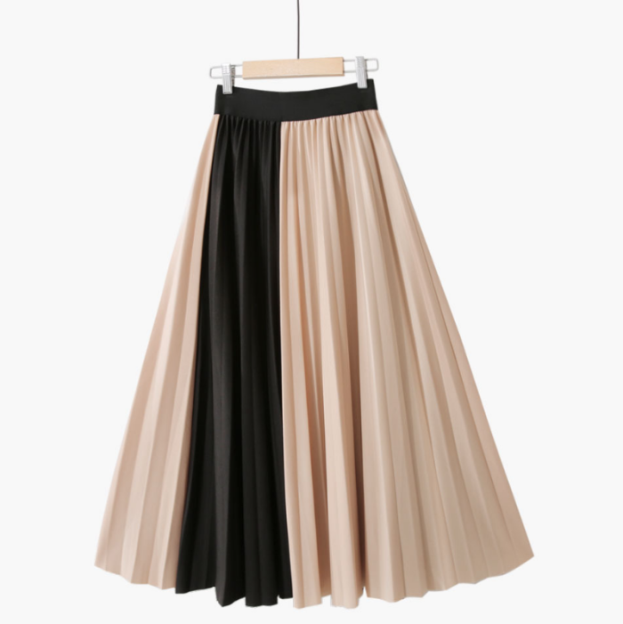 Fashionable Stretch High Waisted Solid Color Mid-Length Retro Elegant Skirt