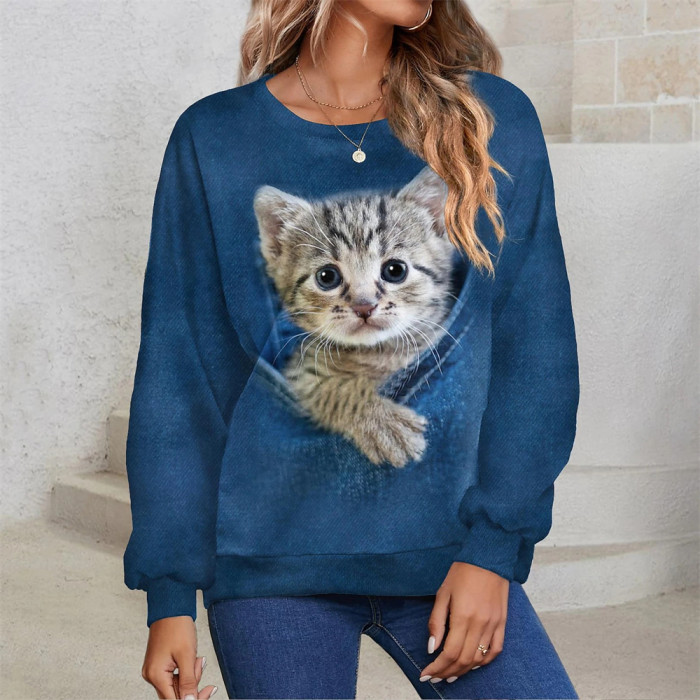 Women's T-shirts Cotton Pullover  3d PrintStreet Fashion Oversized Sweatshirt