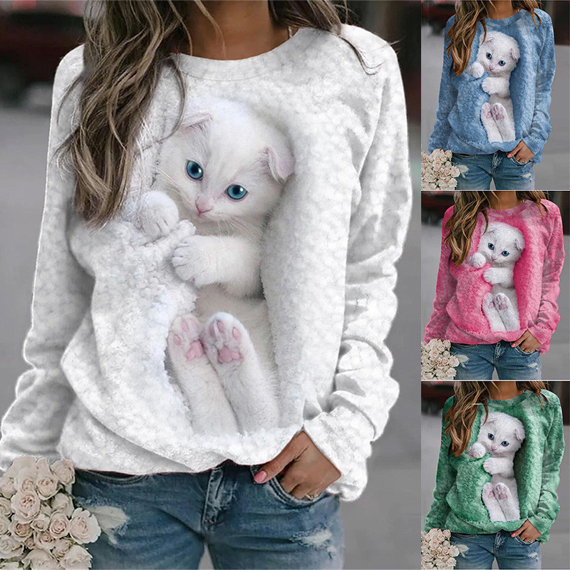 Women Tops O Neck Long Sleeve Graphical Pullover Autumn Winter Sweatshirts