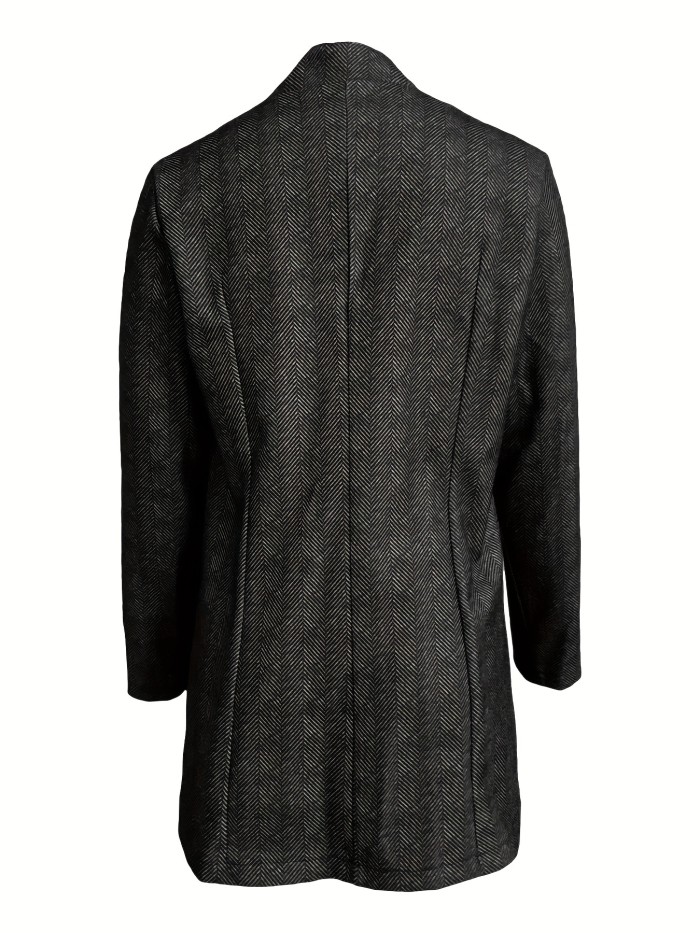 Open Front Lapel Neck Blazer, Elegant Long Sleeve Blazer For Office & Work, Women's Clothing