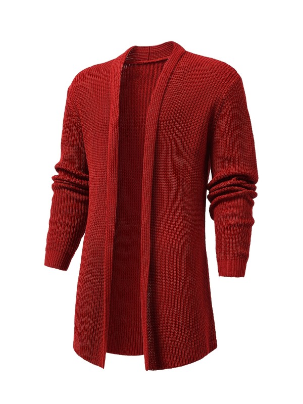 Elegant Slightly Stretch Knit Cardigan Coat, Men's Casual Vintage Style V Neck Sweater Cardigan For Fall Winter