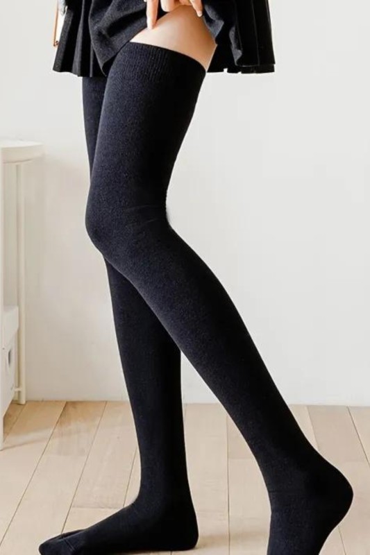 Solid Over Knee High Socks, Comfy Extra Long Thigh High Socks, Women's Stockings & Hosiery