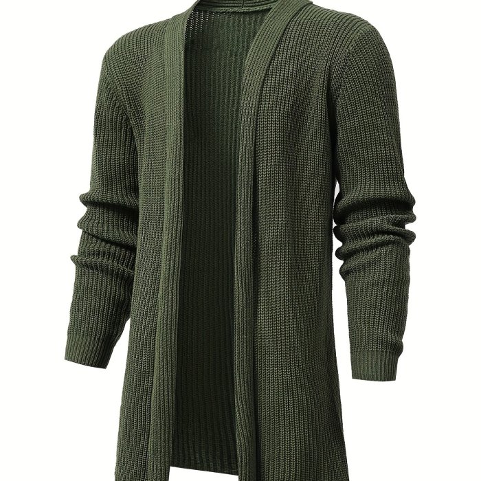 Elegant Slightly Stretch Knit Cardigan Coat, Men's Casual Vintage Style V Neck Sweater Cardigan For Fall Winter