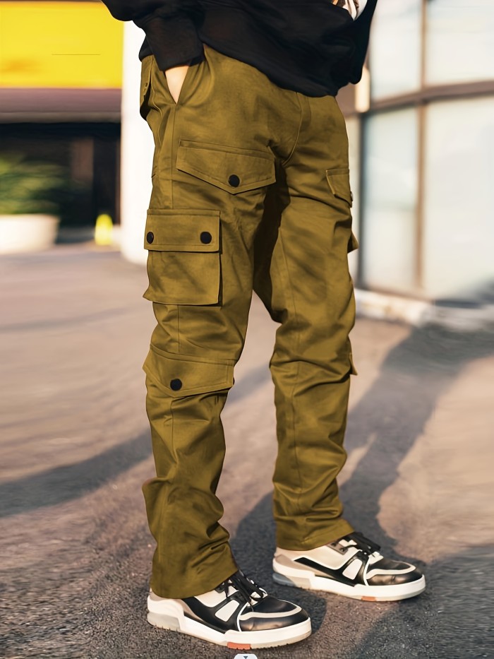 Casual Breathable Multi Pocket Drawstring Pants, Men's Cargo Pants For Spring Summer Outdoor