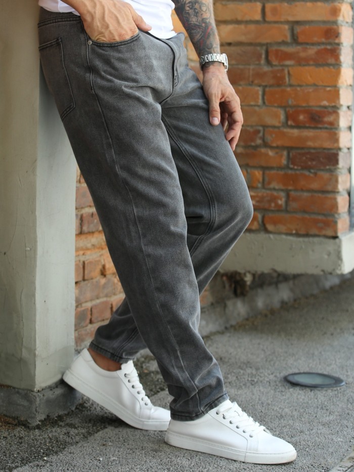 Men's Casual Straight Leg Grey Jeans