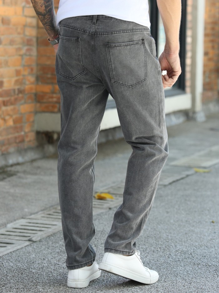 Men's Casual Straight Leg Grey Jeans