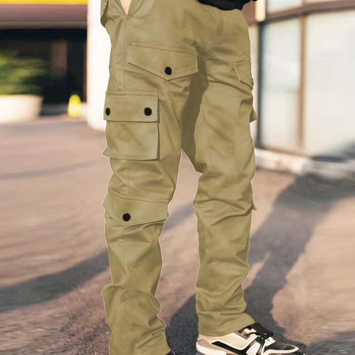 Casual Breathable Multi Pocket Drawstring Pants, Men's Cargo Pants For Spring Summer Outdoor