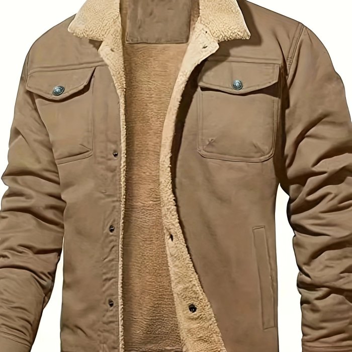 Stylish Classic Men's Lapel Collar Coat For Winter, Men's Outfits