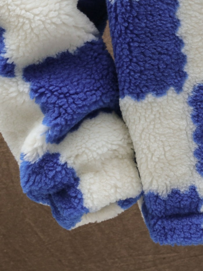 Men's Warm Thick Fleece Coat, Palid Cardigan Overcoat For Fall Winter