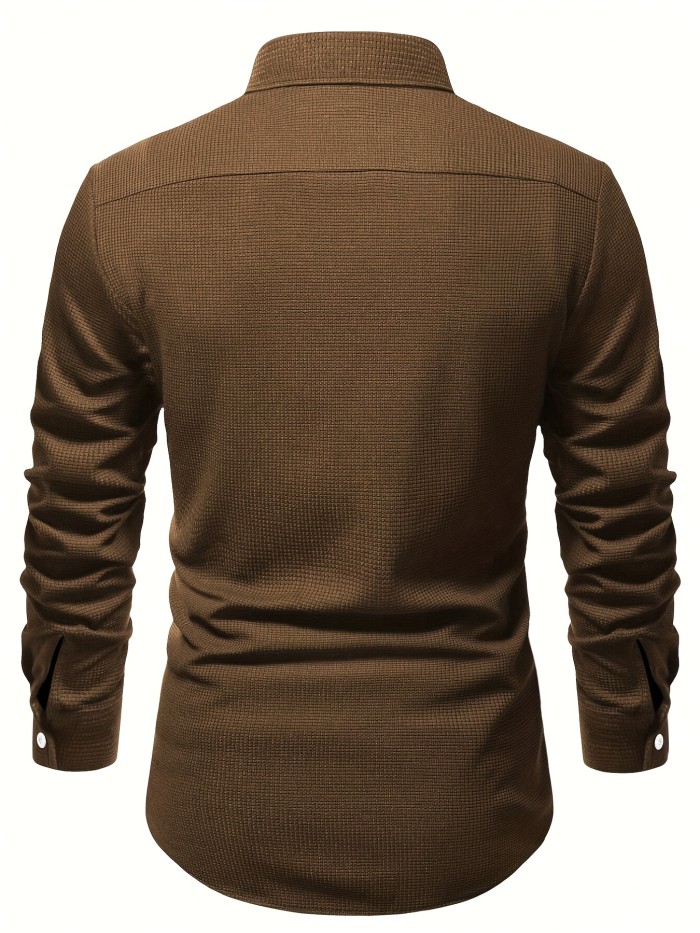 Men's Casual Button Up Long Sleeve Color Block Shirt, Men's Clothes For Spring Summer Autumn, Tops For Men