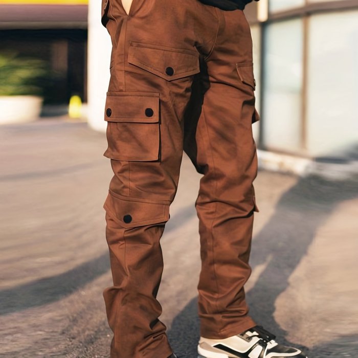 Casual Breathable Multi Pocket Drawstring Pants, Men's Cargo Pants For Spring Summer Outdoor