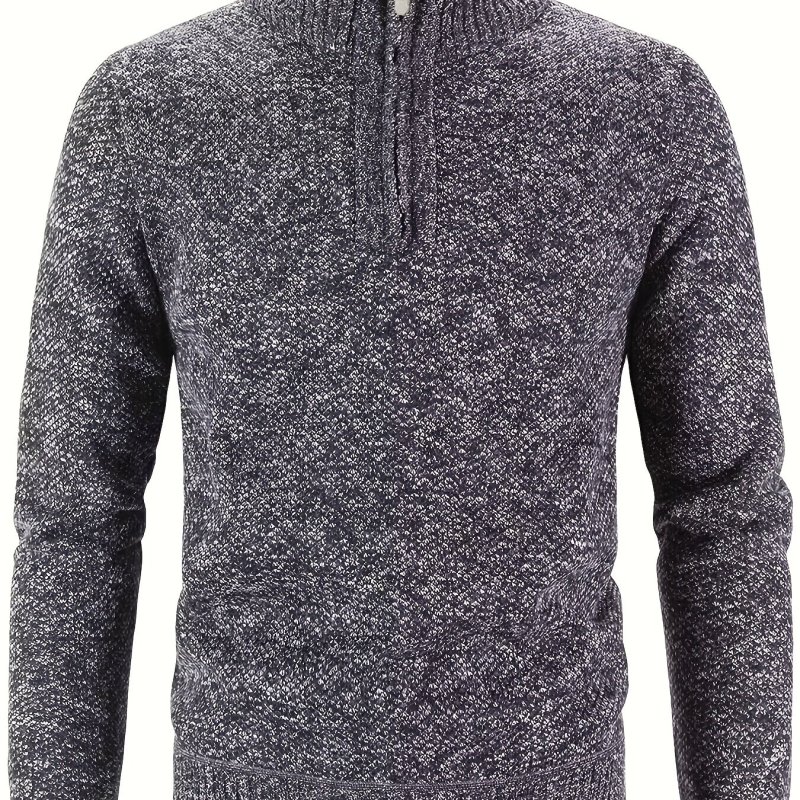 Men's Long Sleeve Soft Touch Quarter Zip Sweater, Thermal Jumper