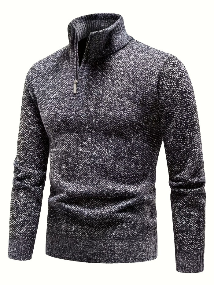 Men's Long Sleeve Soft Touch Quarter Zip Sweater, Thermal Jumper