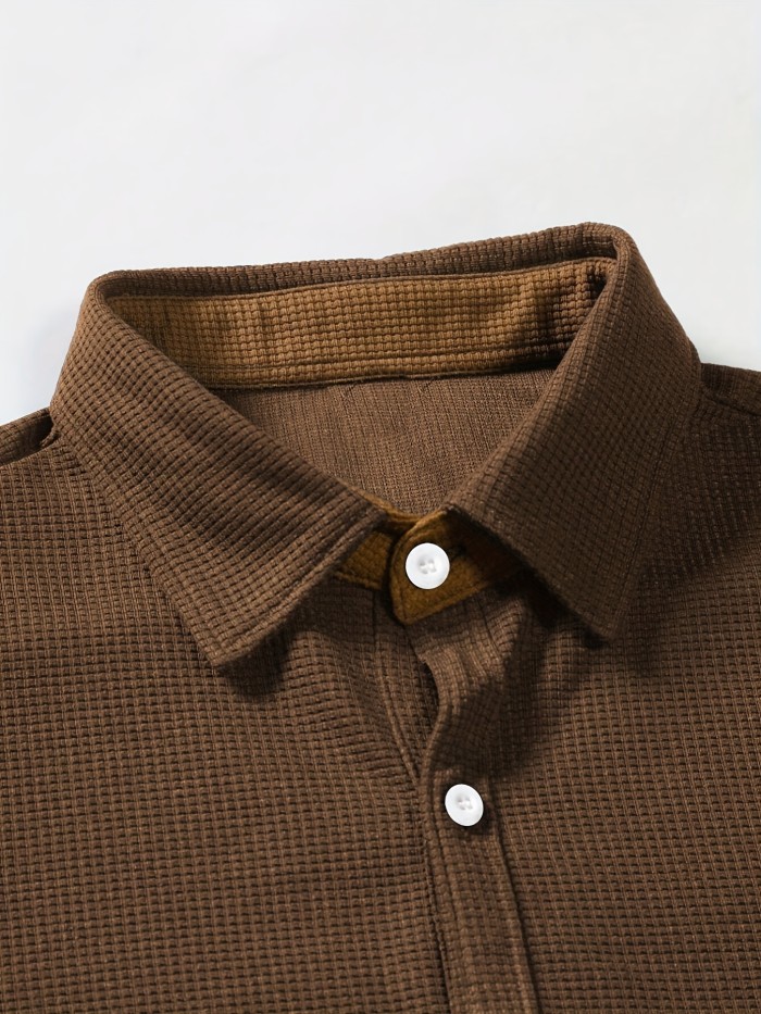 Men's Casual Button Up Long Sleeve Color Block Shirt, Men's Clothes For Spring Summer Autumn, Tops For Men