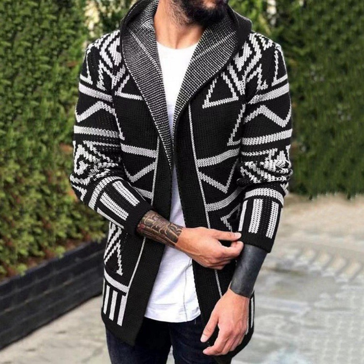 Men's Fashion Casual Jacquard Knitted Cardigan Sweater