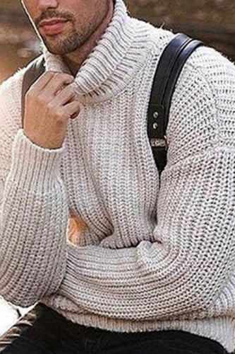 Men's Solid Color New Turtleneck  Bottoming Wool Knitted Top Solid Color Simple Sweater