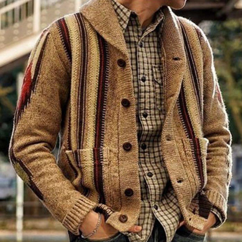 Mens Knitted Jacket Sweater Cardigan  Warm Tops Coat Casual Solid Men's Cardigans