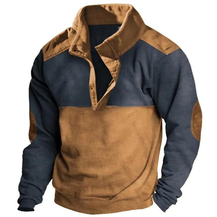 Button Vintage Hoodie for Men Fashion Oversized  Casual Sweatshirt Pullover Tops