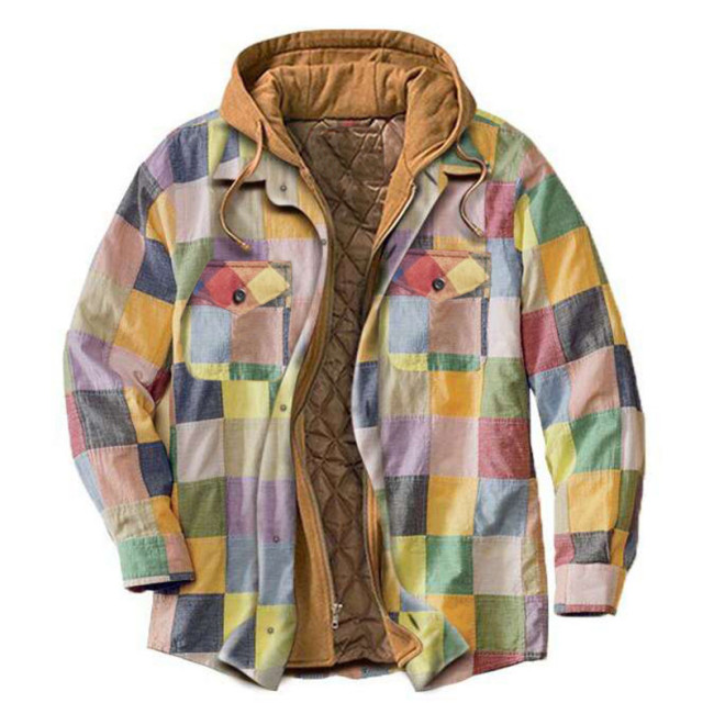 Plaid Zip-Up Hooded Jacket with Pockets main image 1