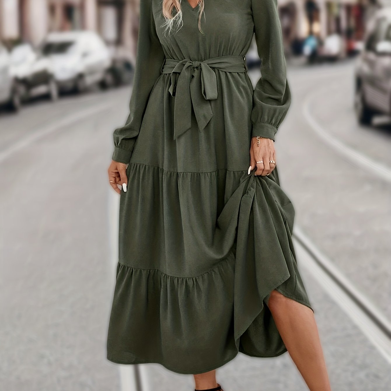 mexican wedding dresses Embroidered Dress Black Tailored Woven Wrap PM2565 Color:Lime Green