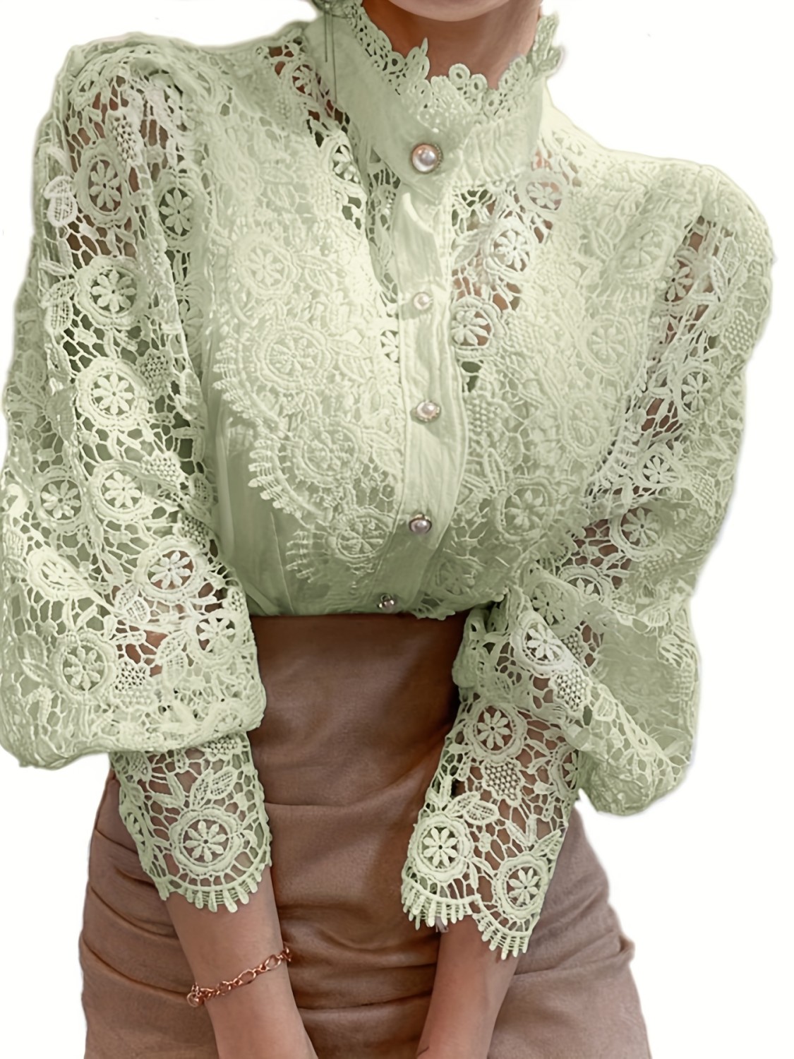 Puff Sleeve Lace Whisper Blouse main image 0