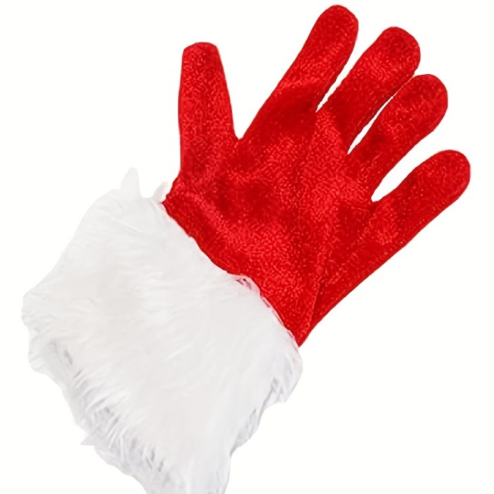 Christmas Full Finger Plush Inner Warm Gloves, Santa Claus Gloves For Costume Christmas Party Gifts