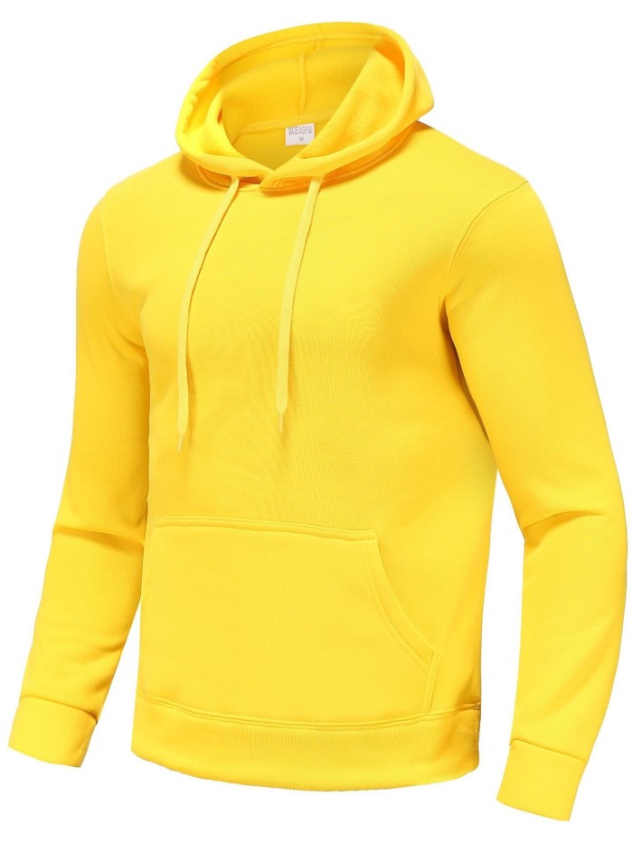 Men's Solid Color, Pocket Drawstring, Thermal Hoodie