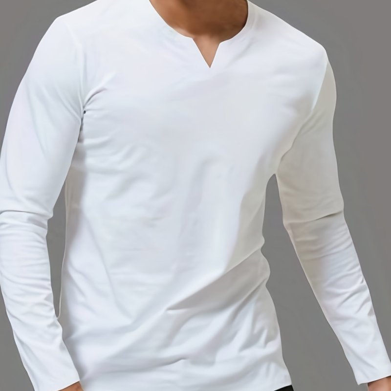 Comfy Lightweight Knitted Long Sleeve T-shirt, Men's Casual V Neck Sports Tops
