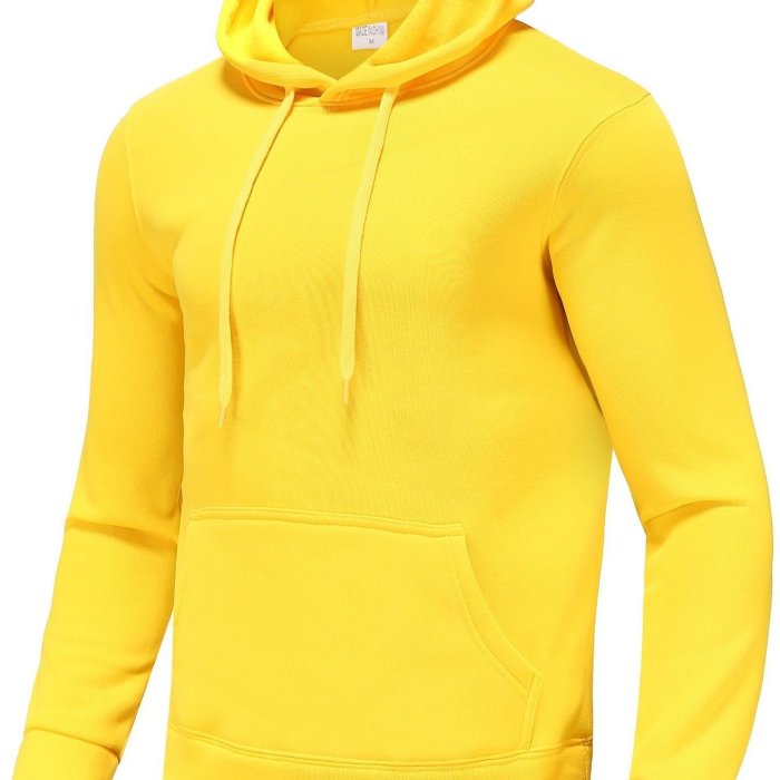 Men's Solid Color, Pocket Drawstring, Thermal Hoodie