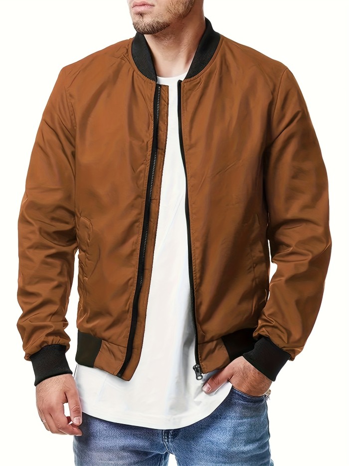 Men's Casual Pocket Bomber Zipper Jacket Large Size Coats