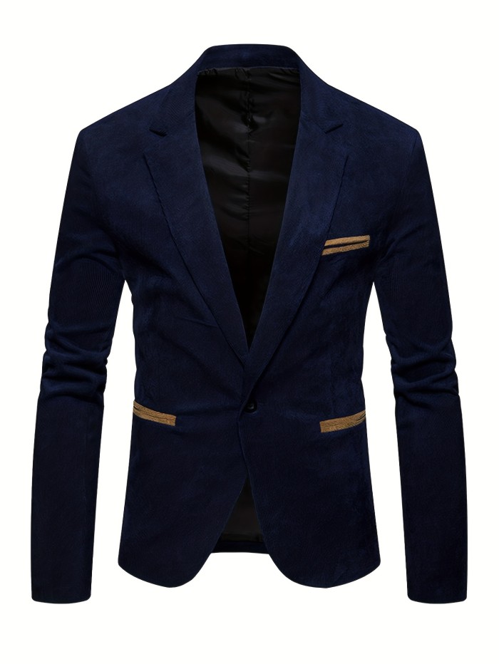 Solid Men's Fashionable Corduroy Casual Lapel Suit Jacket, Suitable For Formal Occasions, Showing The Charm Of An Elegant Gentleman