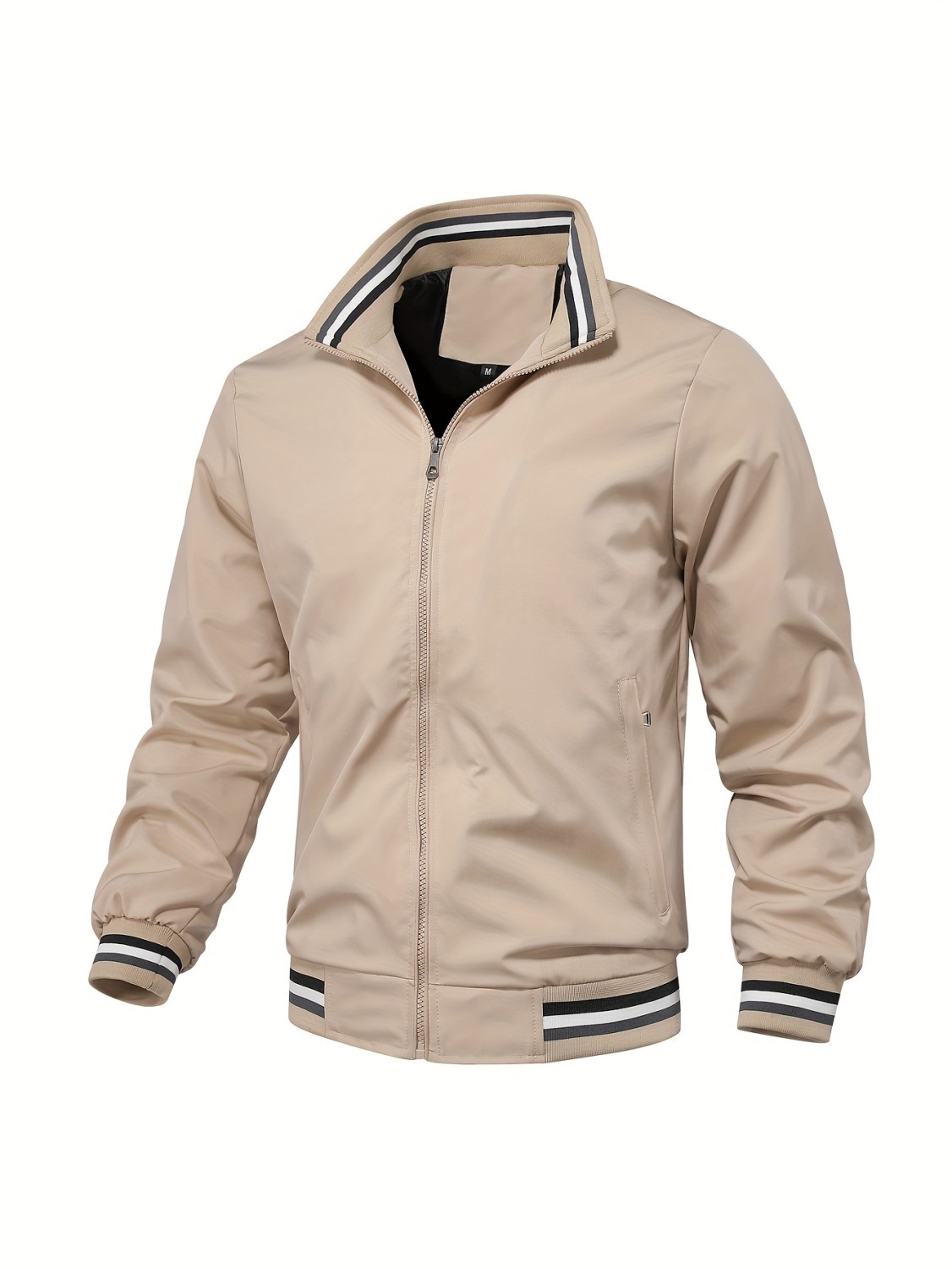 Men's Lightweight Striped Bomber Jacket for Summer - Stylish & Breathable Outerwear