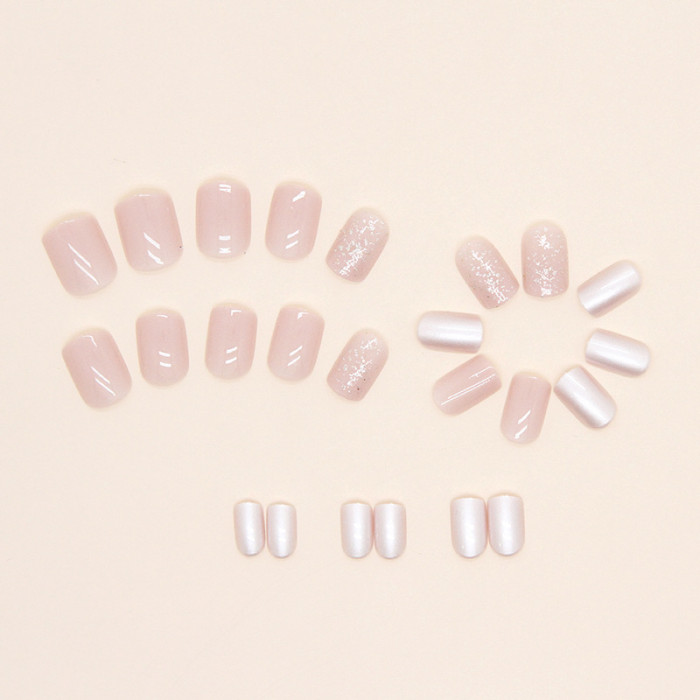 Fashionable Short Glitter Pearl Cute Natural Sweet Manicure
