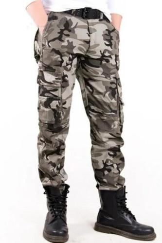 Camouflage Pants Men's Multi-Pocket Work Pants  Loose Straight Sport Casual  Cargo Pants