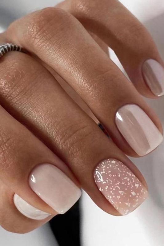 Fashionable Short Glitter Pearl Cute Natural Sweet Manicure Nails