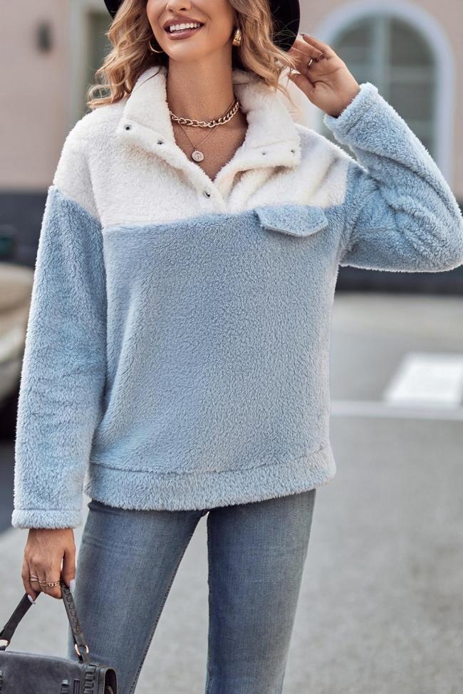 Women's Fashion Versatile Stitched Stand Collar Thick Tops Sweatshirts