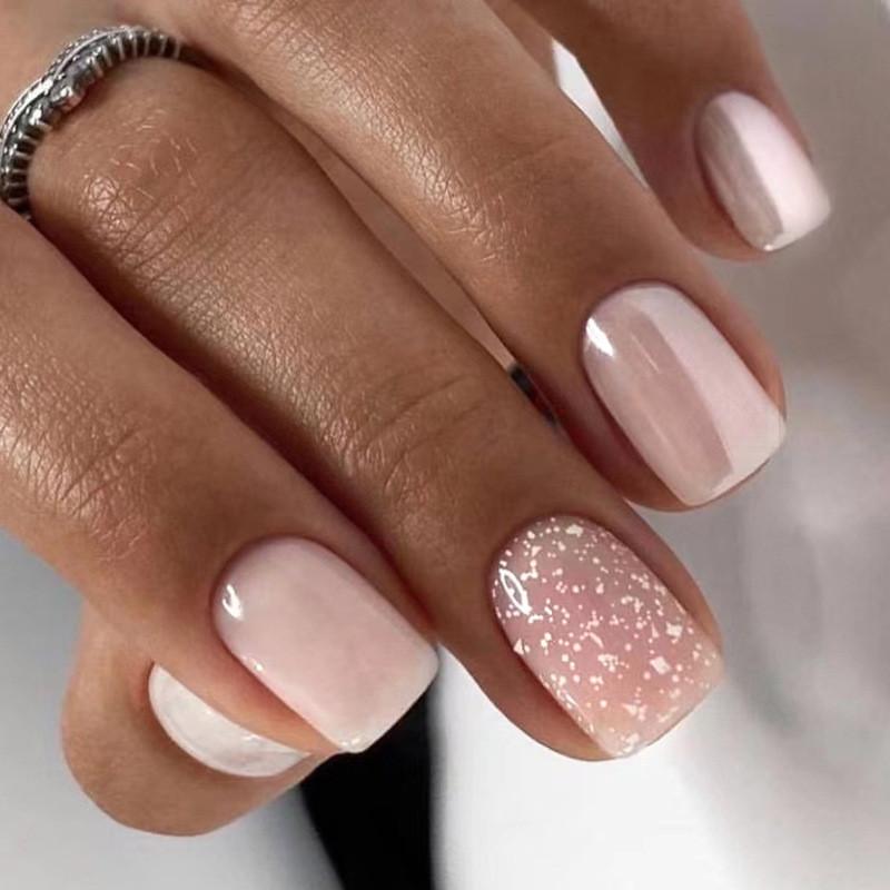 Fashionable Short Glitter Pearl Cute Natural Sweet Manicure Nails