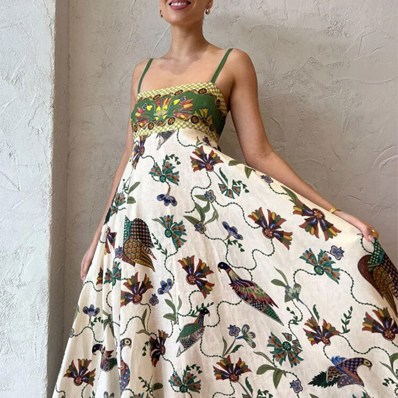 Printed Patchwork Tube Sleeveless Elegant Maxi Dresses