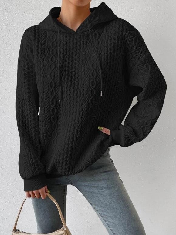 Women's  Pullover  Fashion Solid Color Hooded Long-Sleeved Pullover  Sweatshirt