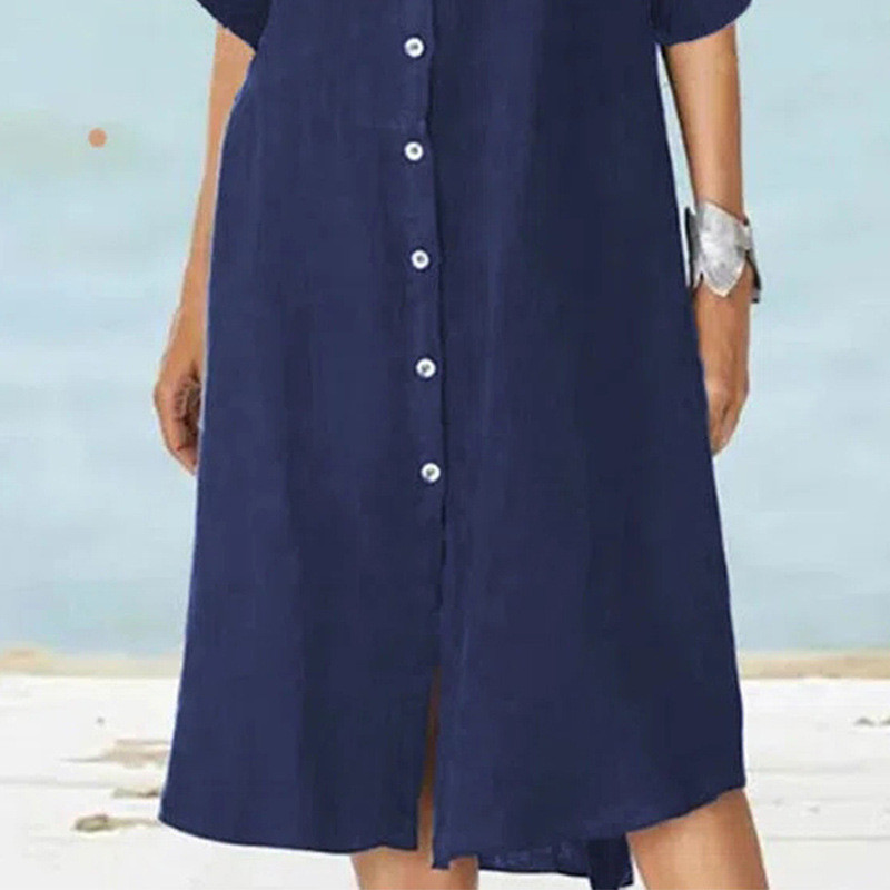 Solid Color Loose Long-sleeved Casual Tassel Hem Mini Dress main image 1