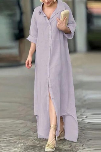 Women's Elegant Casual Loose Single Breasted Simple Maxi Dress