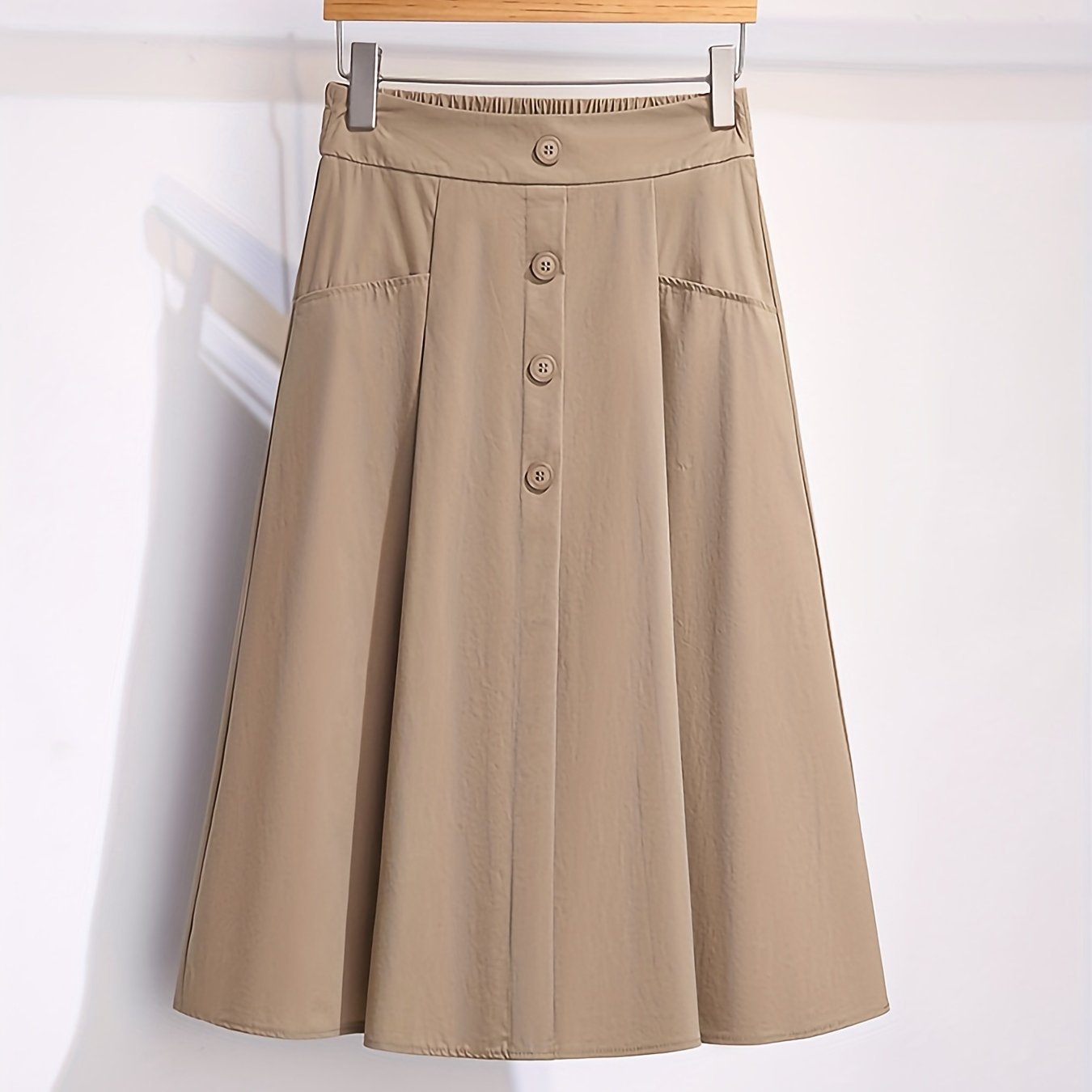 Solid Color Simple Midi Skirt