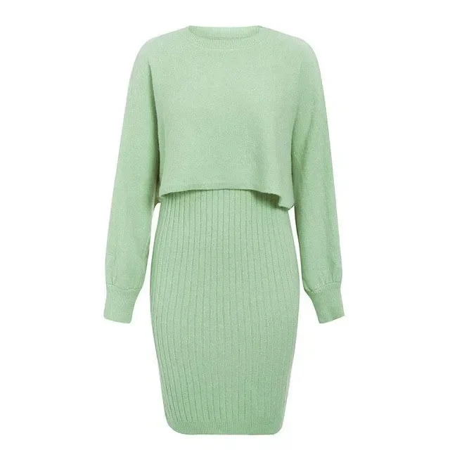 Women's Fashion Casual Solid Color Sweater Knitted Dress