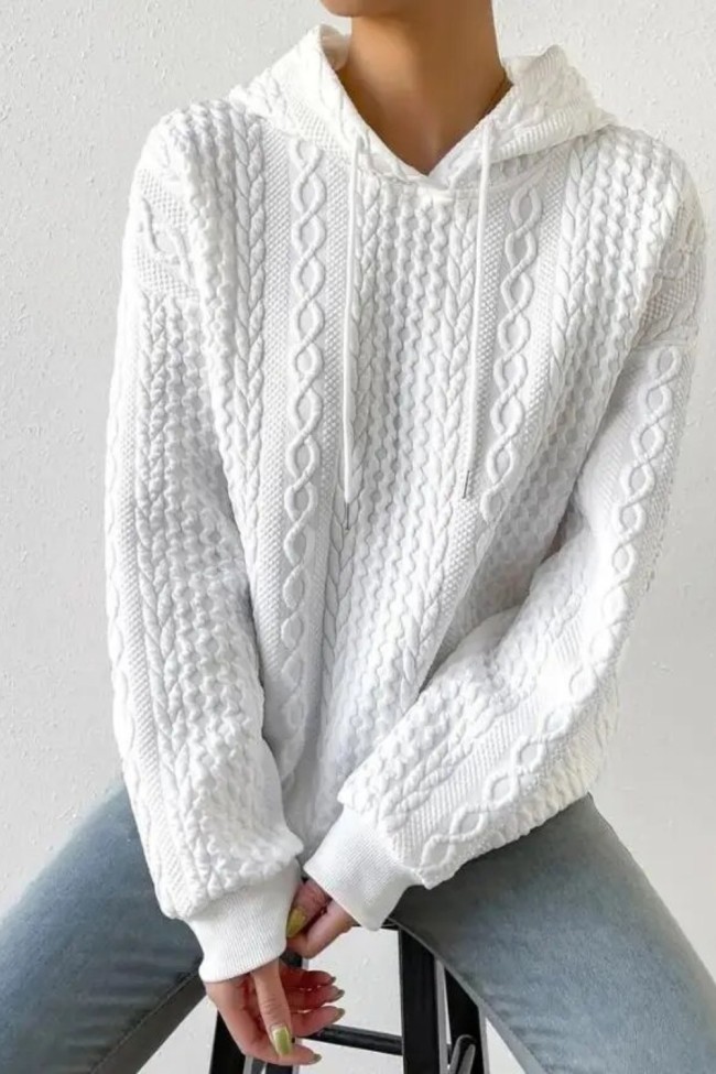 Women's  Pullover  Fashion Solid Color Hooded Long-Sleeved Pullover  Sweatshirt