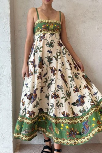Women's Fashion Elegant Simple Printed Tubeless Sleeveless  Maxi Dress
